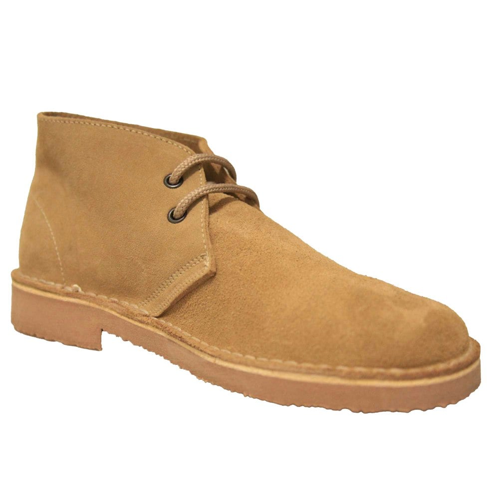 Roamers Men's Real Suede Unlined Desert Boots - Sand