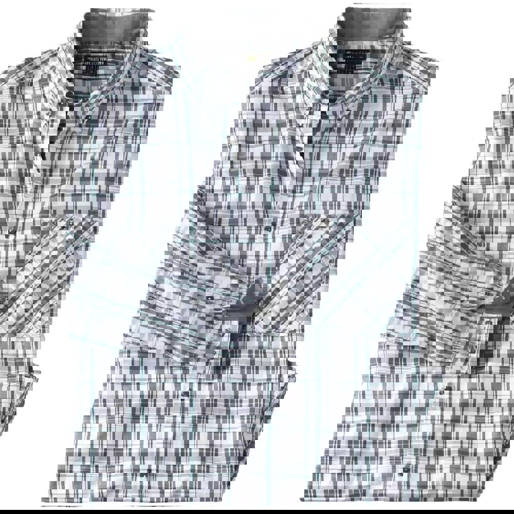 Atlas For Men Mens Yarn Dyed Check Poplin Shirt - White/Grey/Blue