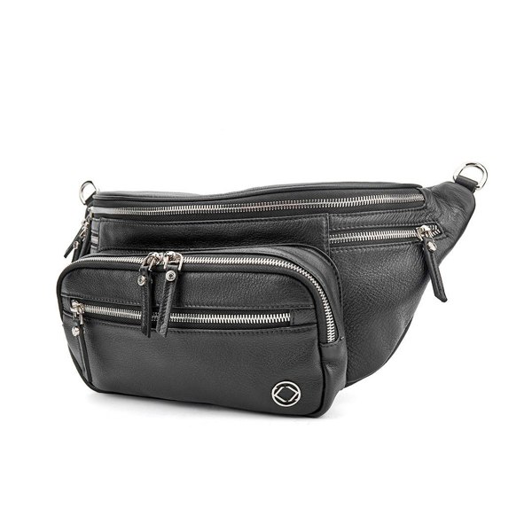 Vanessa-black-leather-fanny-pack