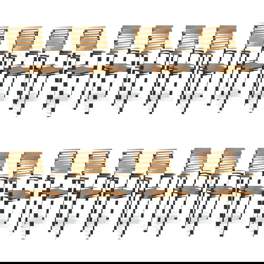 Berkfield Stackable Garden Chairs 8 pcs Solid Wood Acacia and Metal