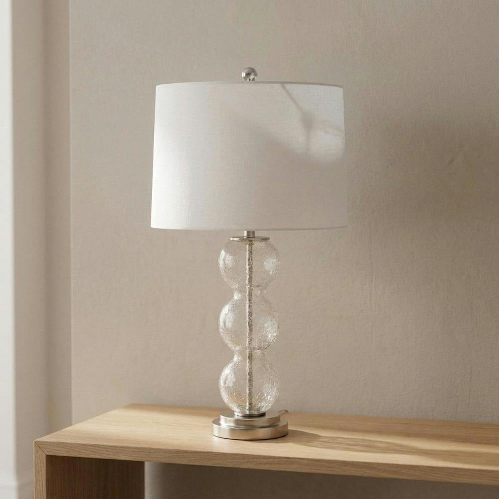 Garden Greatness Contemporary Cylindrical Table Lamp With Silver Base