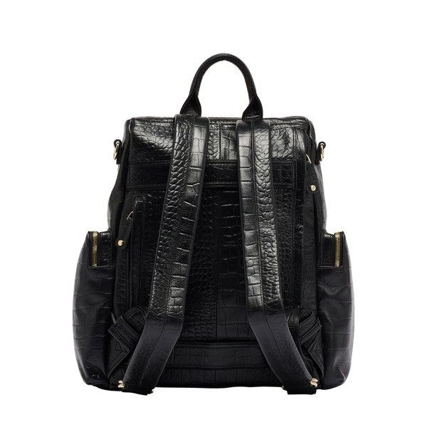 KeriKit England Amber Embossed Leather Backpack - Black