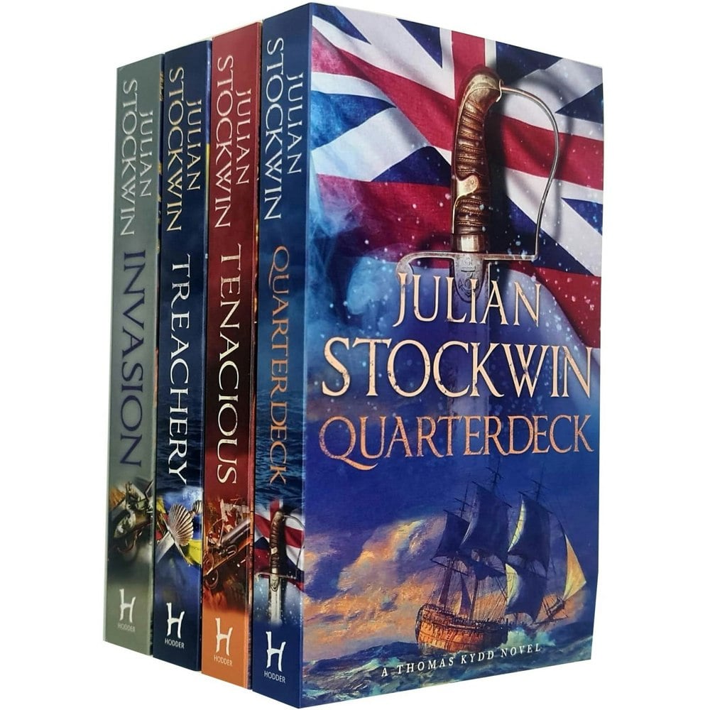 Julian Stockwin Kydd Series 4 Book Set Quarterdeck, Tenacious, Treachery, Invasion