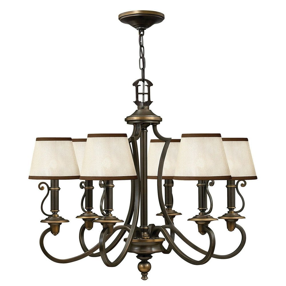 6 Bulb Chandelier Hanging Pendant LIght Olde Bronze LED E14 60W Bulb Loops