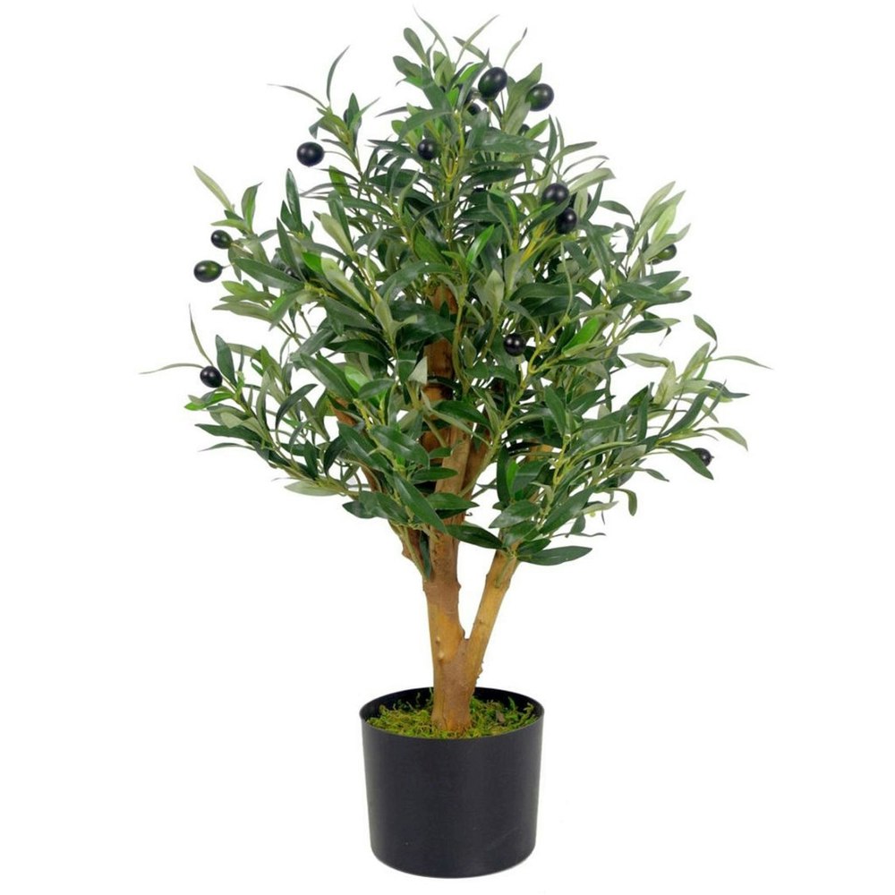 Leaf 65cm Leaf Design UK Realistic Artificial Olive Tree in Black Plastic Pot