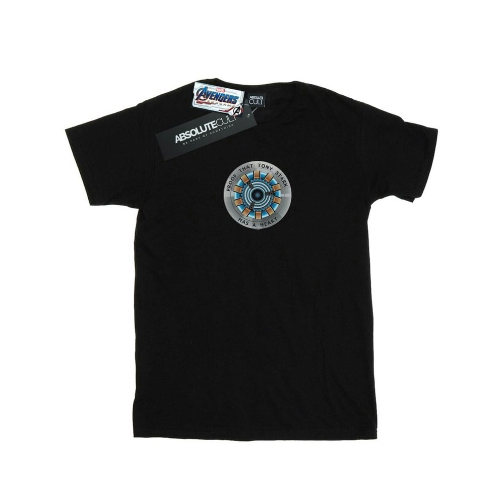 Marvel Mens Avengers Endgame Tony Stark Heart T-Shirt - Black