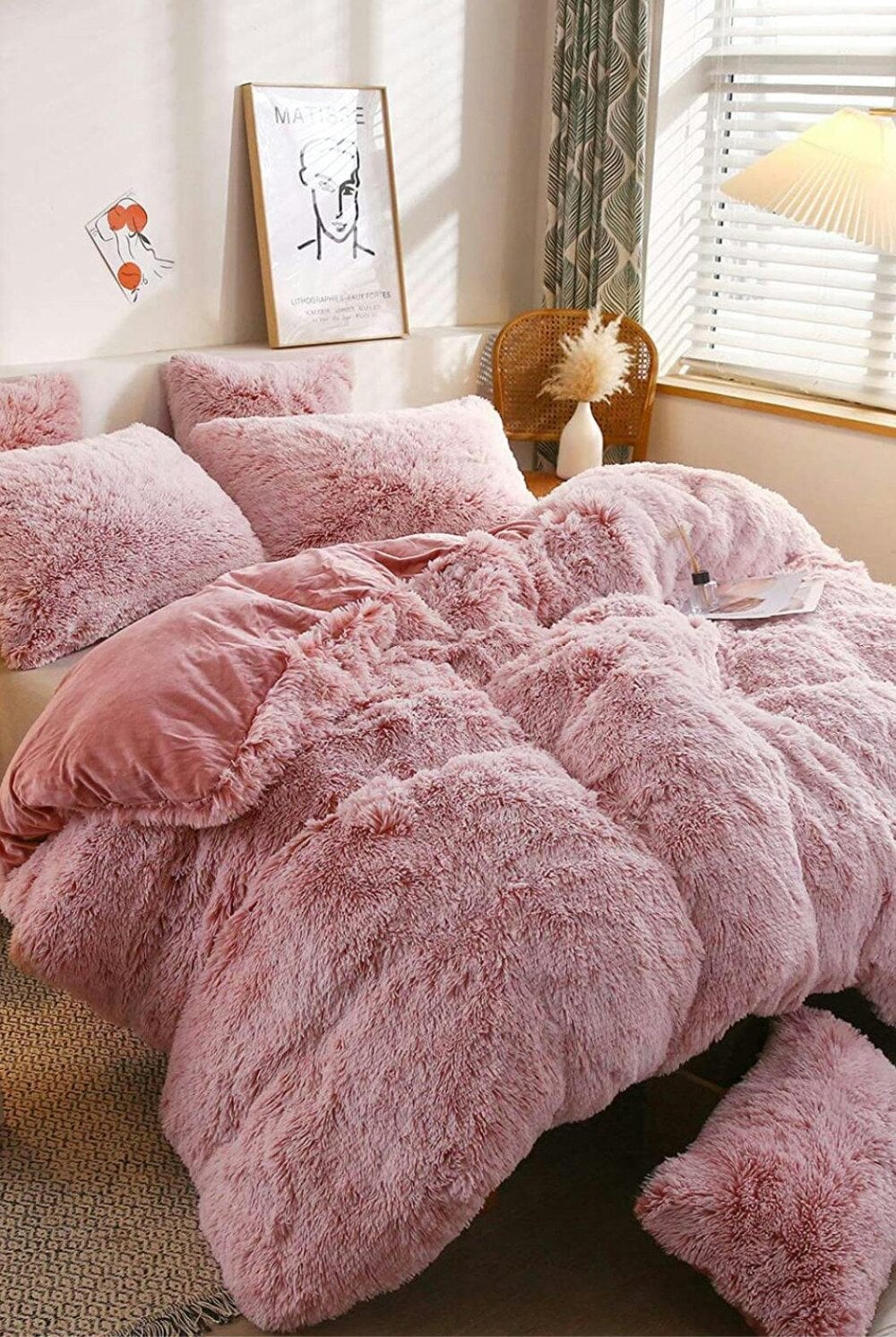 Ezysleep Pink Faux Fur Duvet Cover Set