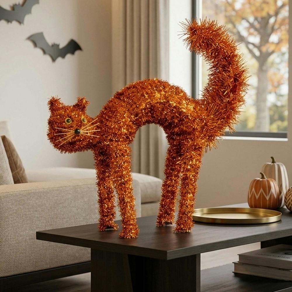 Garden Greatness Scaredy Cat Tinsel Halloween Decor