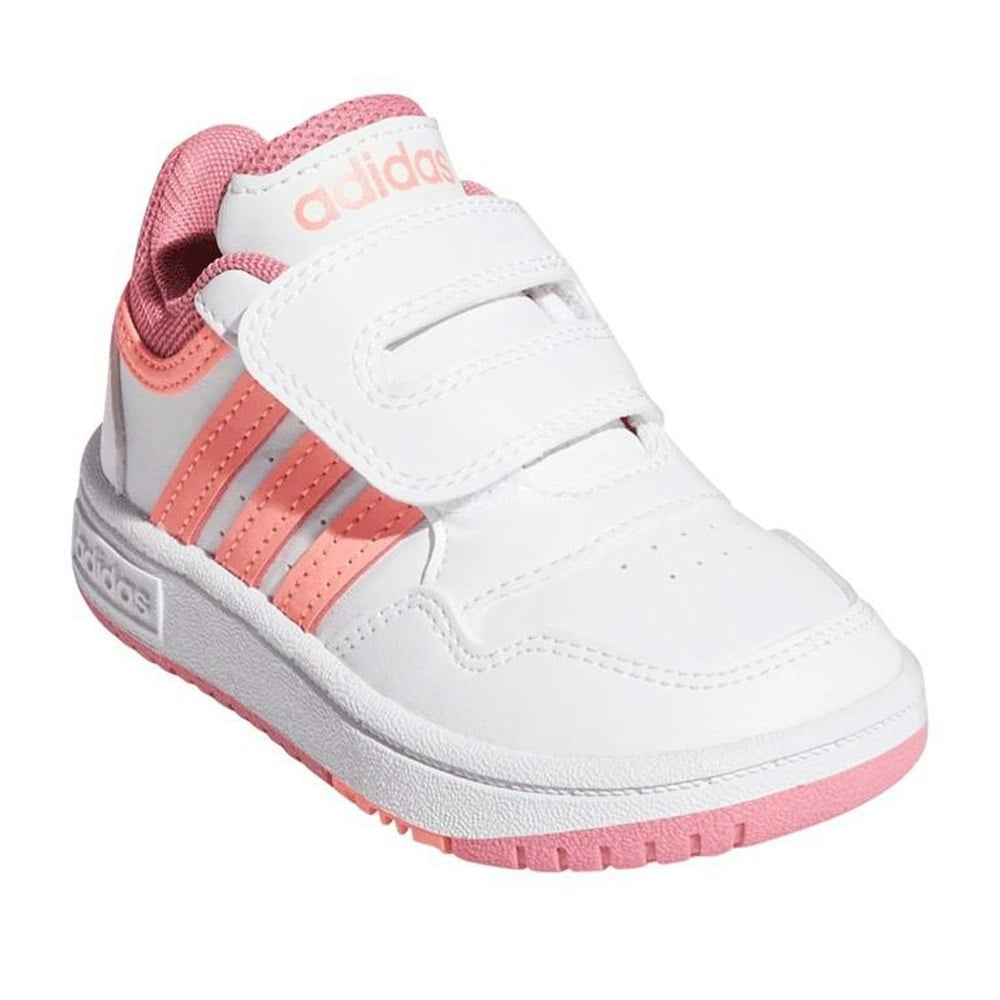 Adidas Kids Hoops 3.0 Leather Trainers - White / Pink