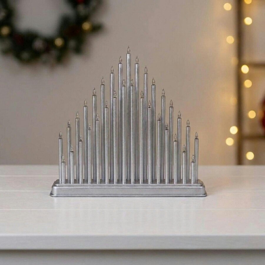 Garden Greatness Silver Candle Bridge Light with 33 LED