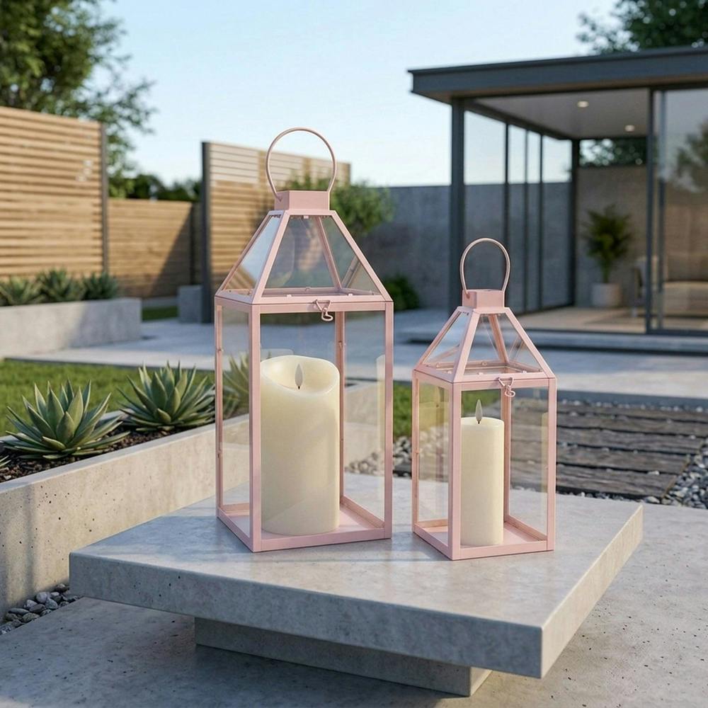 Garden Greatness Contemporary Outdoor Decorative Lanterns Set