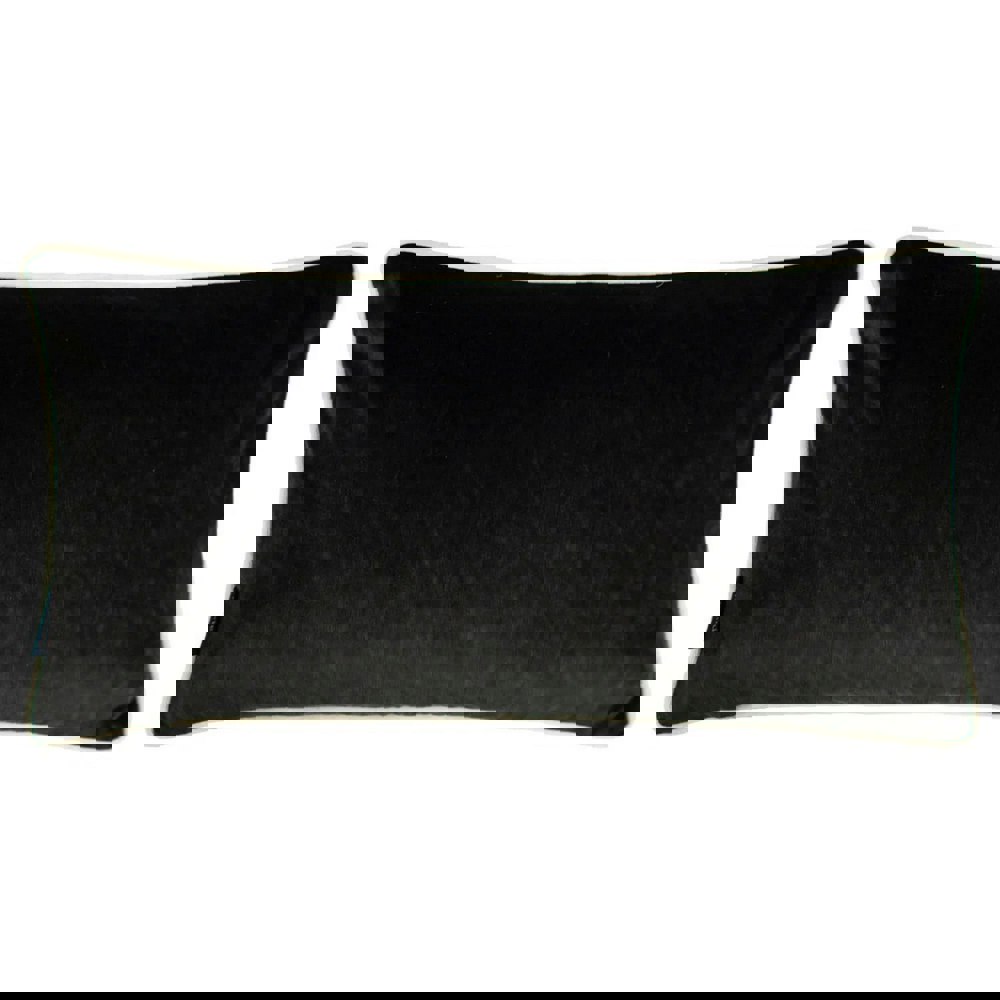 Paoletti Torto Velvet Rectangular Cushion Cover - Black/Ivory