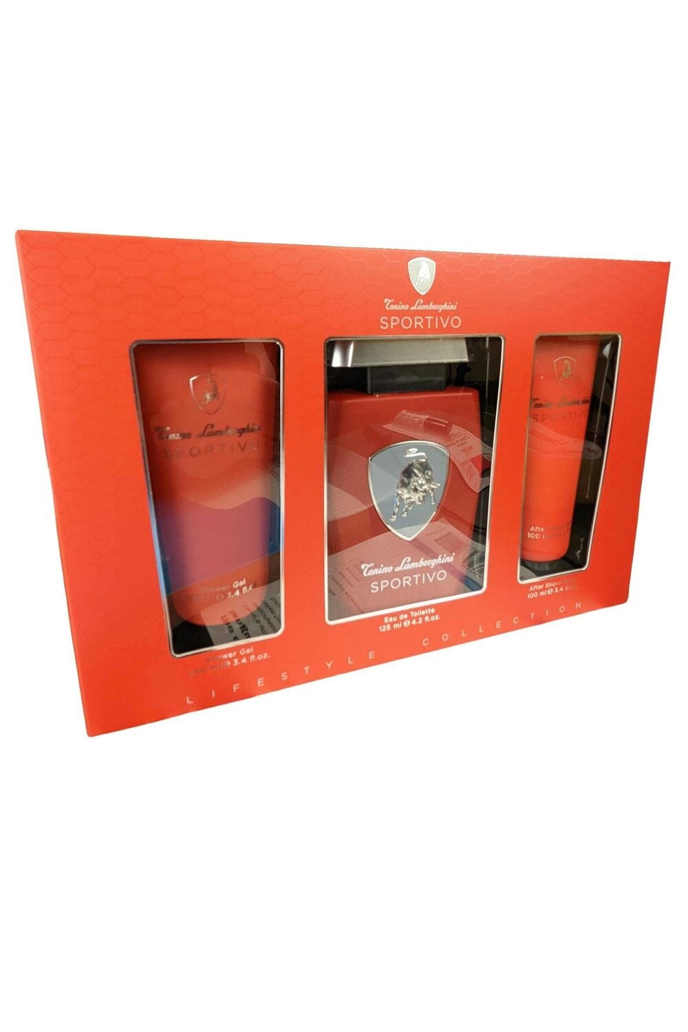 Lamborghini Tonino Sportivo Lamborghini Eau de Toilette Spray 125ml After Shave Balm 100ml, Shower Gel 100ml Lamborghini Tonino