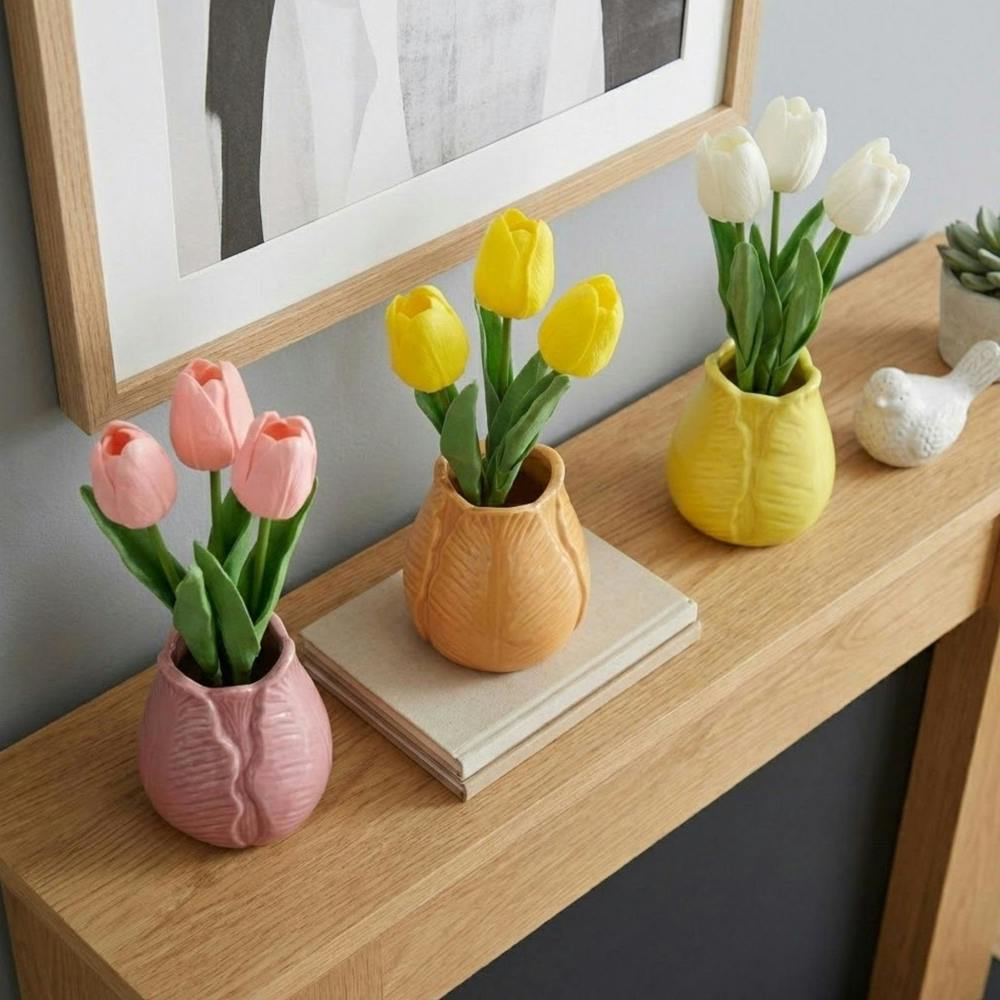 Garden Greatness Trio Artificial Tulip In Vase Set