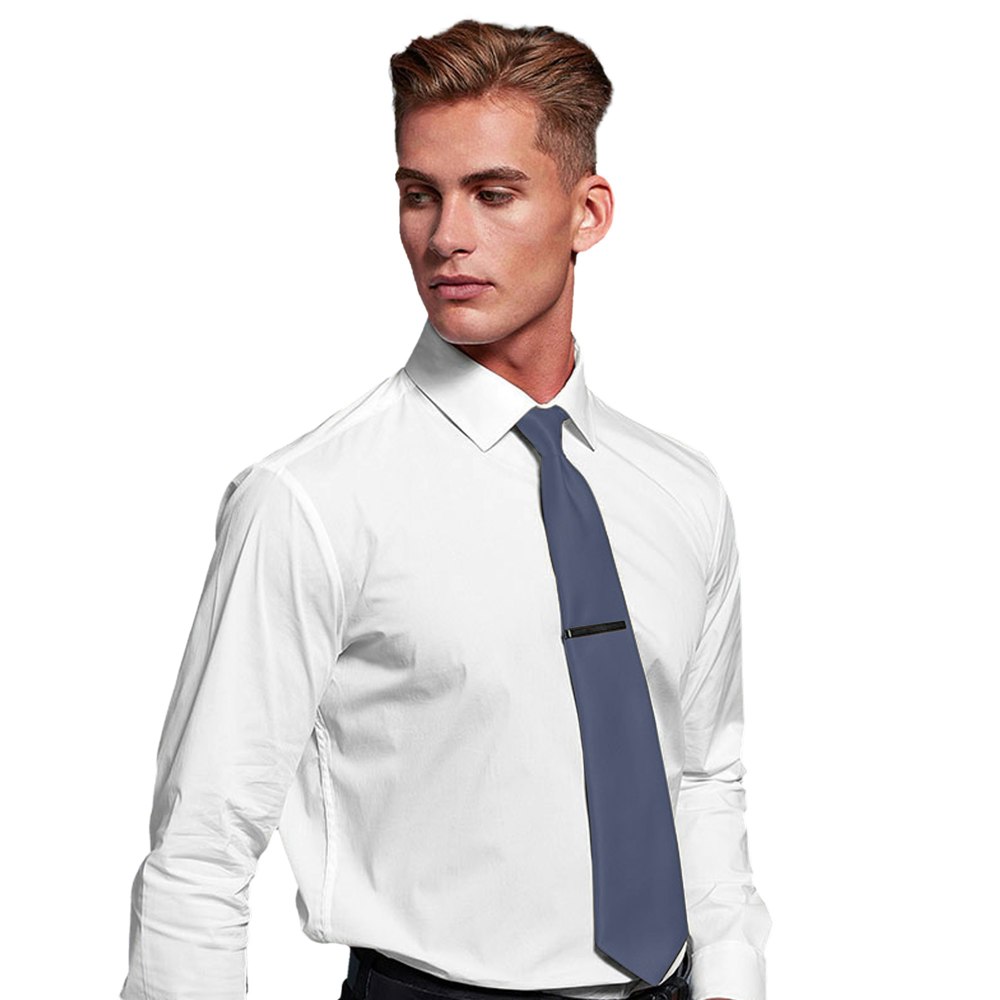 Premier Mens Plain Satin Tie (Narrow Blade) - Steel