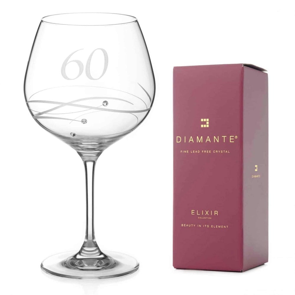 Diamante 60th Birthday Spiral Gin Glass Adorned with Crystals by Swarovski®