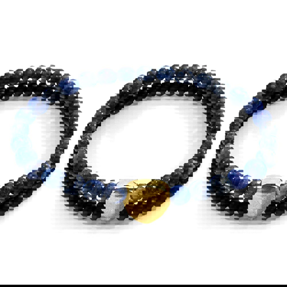 Anchor & Crew Blue Sodalite Iguazu 9ct Yellow Gold and Stone Bracelet