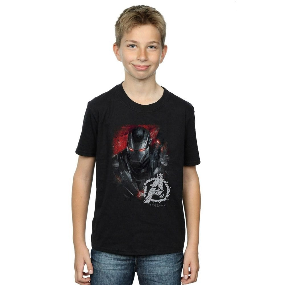 Marvel Boys Avengers Endgame War Machine Brushed T-Shirt - Black