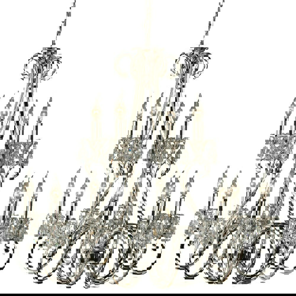 Esher Ceiling Pendant Chandelier Polished Nickel & Crystal Curved 12 Lamp Light Loops