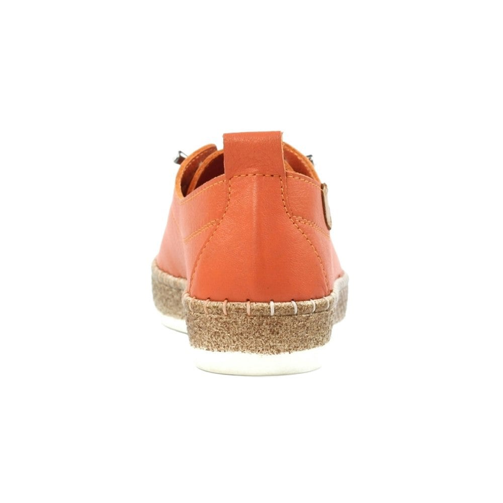 Lunar Womens Evie Leather Plimsolls - Orange