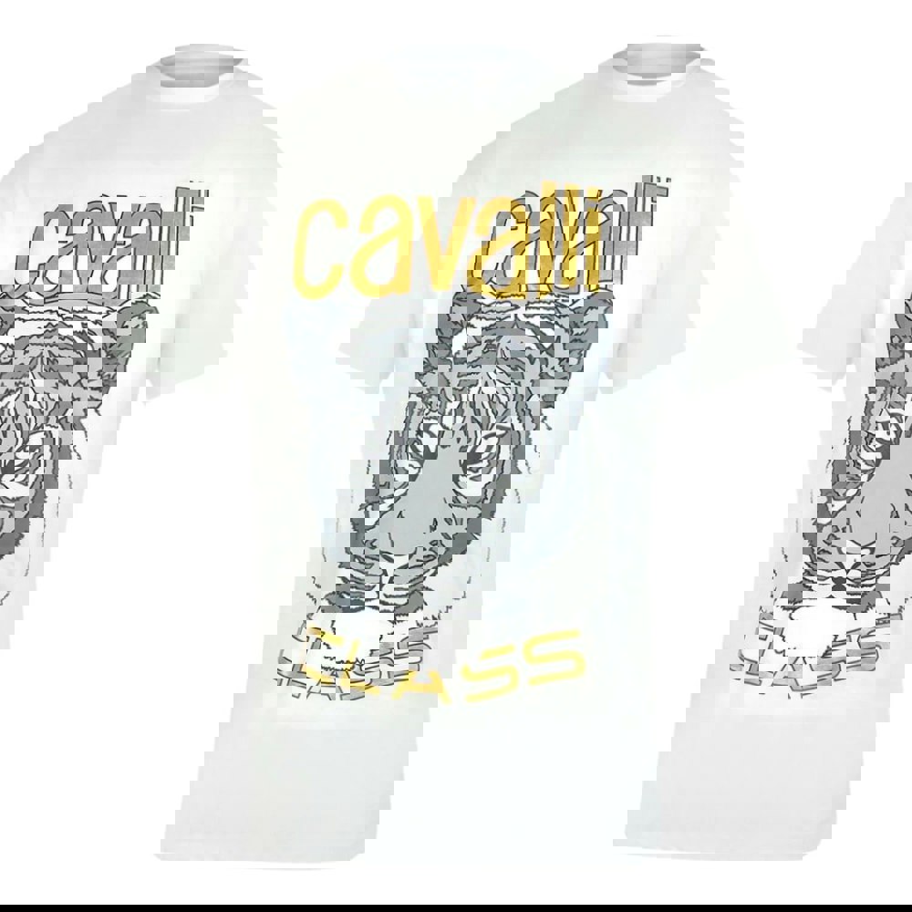 Cavalli Class Txt60A Jd060 00533 Off White T-Shirt Mens M