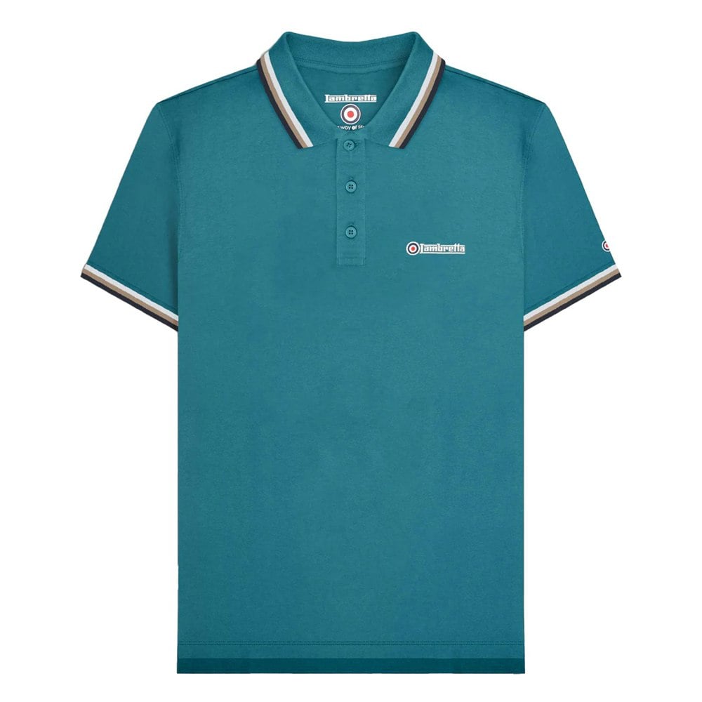 Lambretta Mens SS25 Triple Tipped Polo Shirt - Gulf Coast