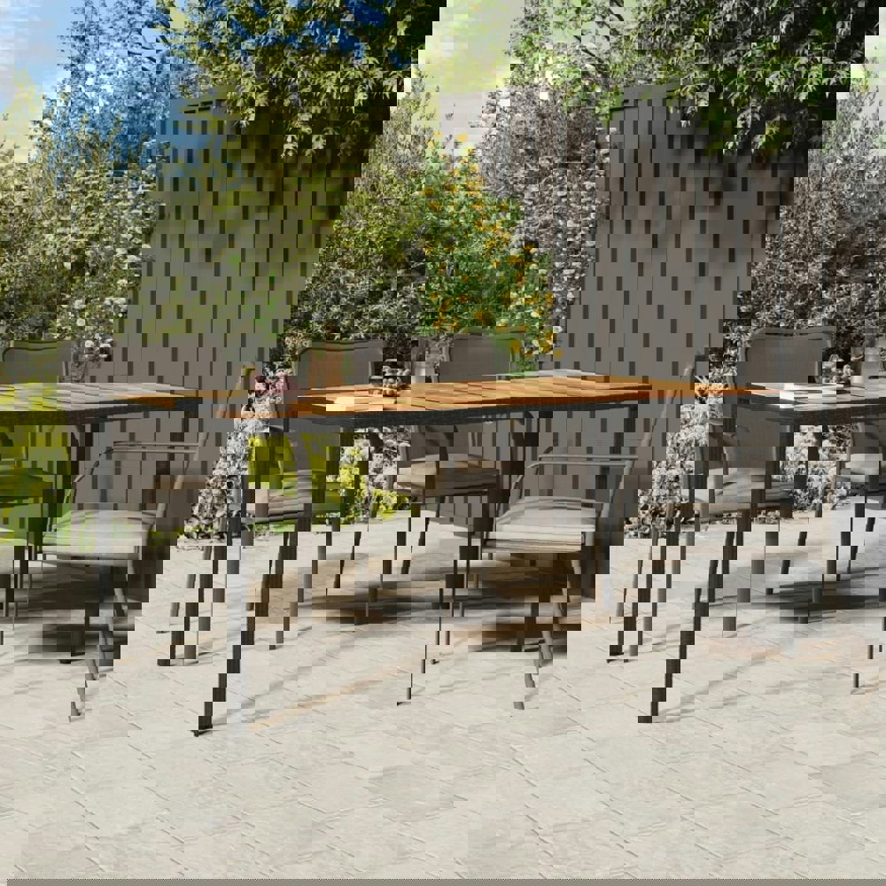 Berkfield Garden Table 190x90x75 cm Poly Rattan and Acacia Wood Black