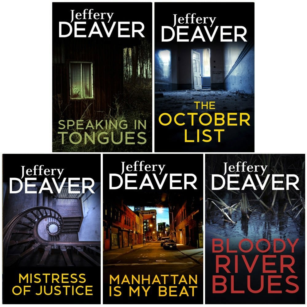 Jeffery Deaver 5 Book Set (Mistress of Justice, Bloody River Blues, Manhattan is my Beat & more