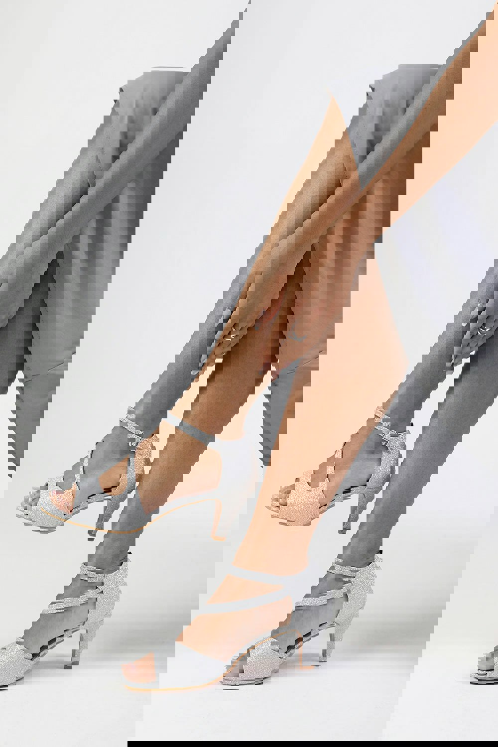 Where's That From Kailani Low Kitten Heel With Crossover Strap in Silver Glitter