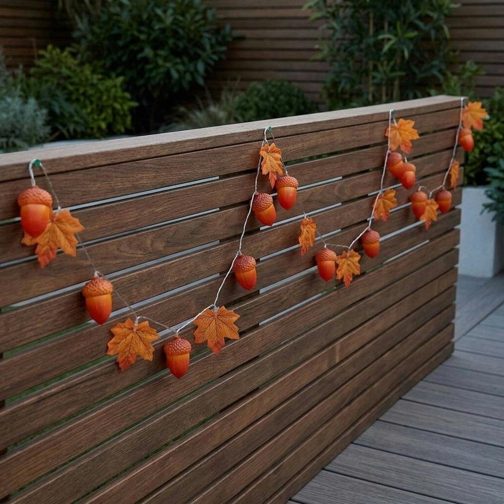 Garden Greatness Autumnal Acorn & Leaf String Lights