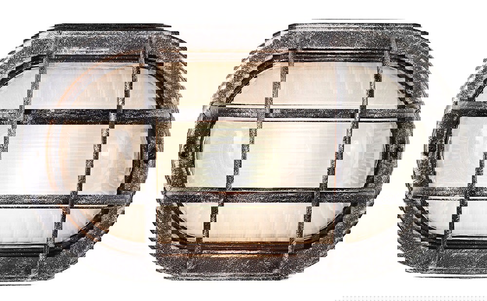 Black/Silver Cast Aluminium Outdoor Oval Bulkhead Wall Light Image 1