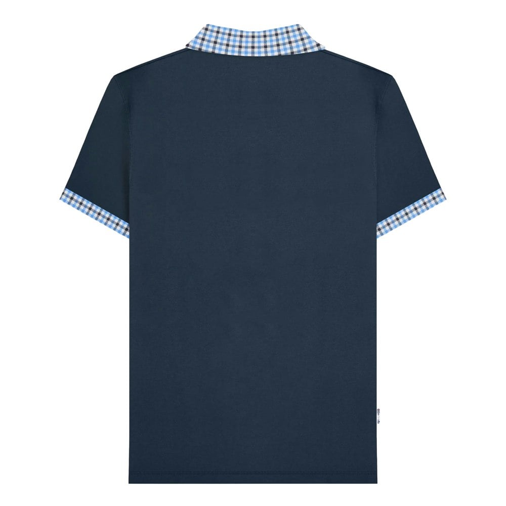 Lambretta Mens SS25 Gingham Big & Tall Polo Shirt - Navy