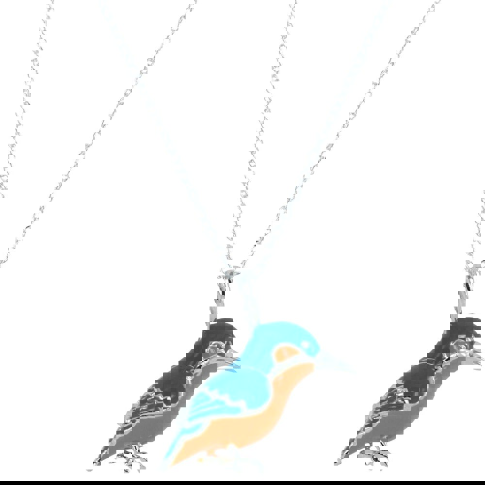 Sterling Silver and Enamel Kingfisher Necklace - Reeves & Reeves