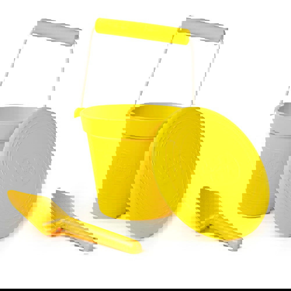 Bigjigs Toys 33HY Honey Yellow Silicone Bucket, Flyer and Spade Set