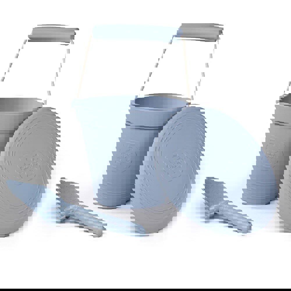 Bigjigs Toys 33DG Dove Grey Silicone Bucket, Flyer and Spade Set