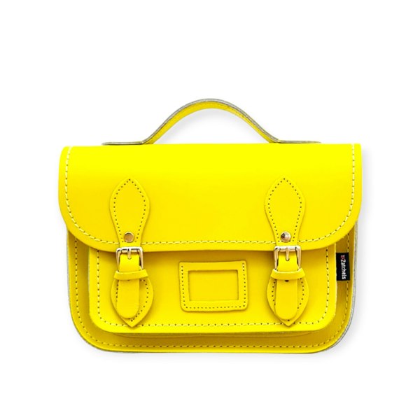 Zatchels Leather Midi Satchel - Pastel Daffodil Yellow