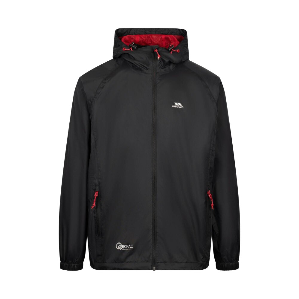 Trespass Unisex Adult Qikpac Waterproof Jacket - Black/Red - Black/Red - 100% Polyamide