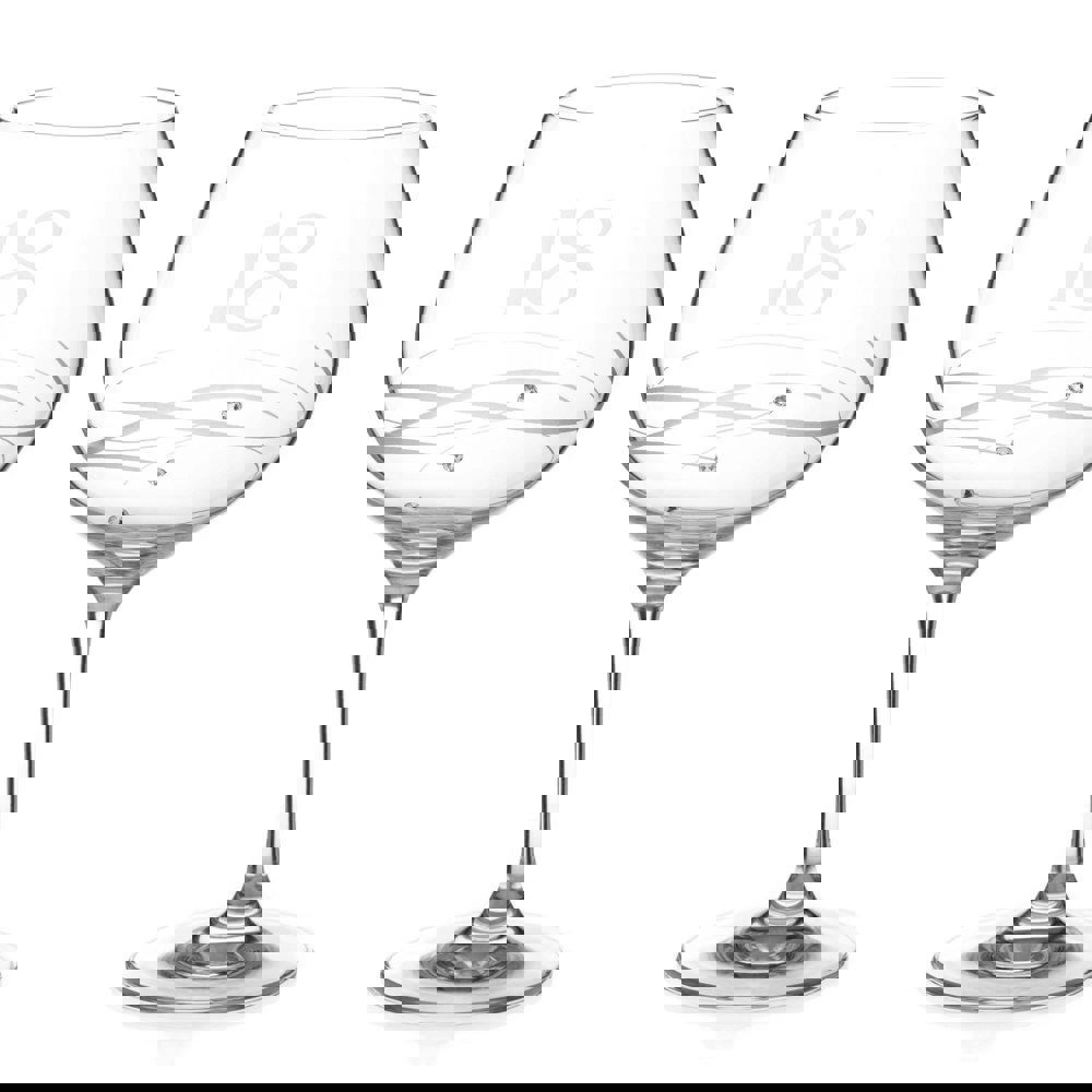 Diamante 18th Birthday Spiral Gin Glasses Adorned with Crystals by Swarovski® - Set of 2