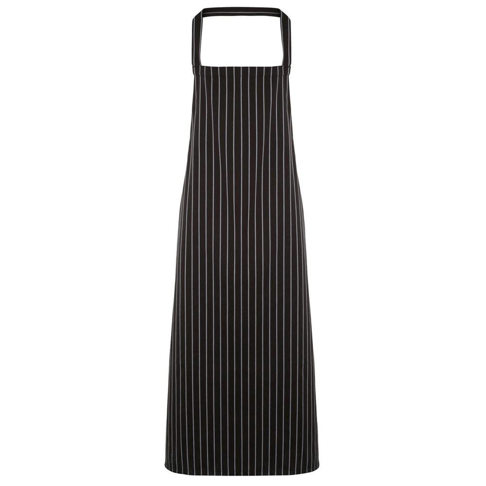 Premier Ladies/Womens Stripe Apron / Workwear (Butchers Style) (Pack of 2) - Black/ Grey