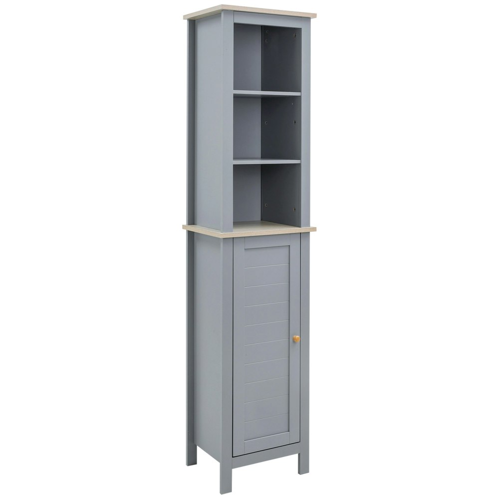 kleankin Bathroom Floor Tall Cabinet Storage Unit w/ | Rackhams