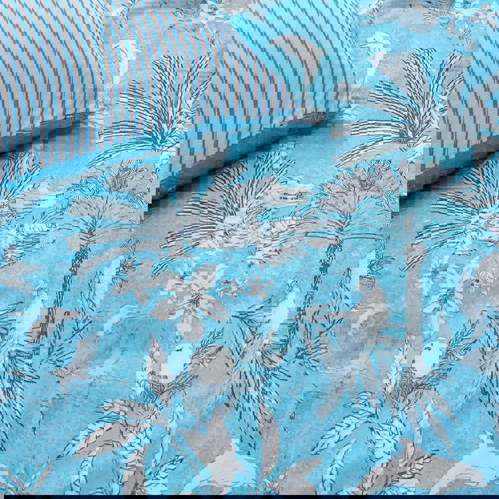 Furn Colony Palm Leaf Duvet Cover Set - Pool Blue