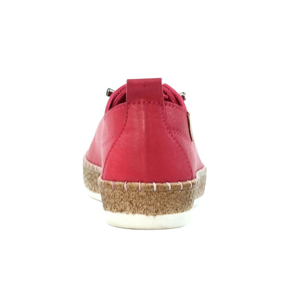 Lunar Womens Evie Leather Plimsolls - Raspberry