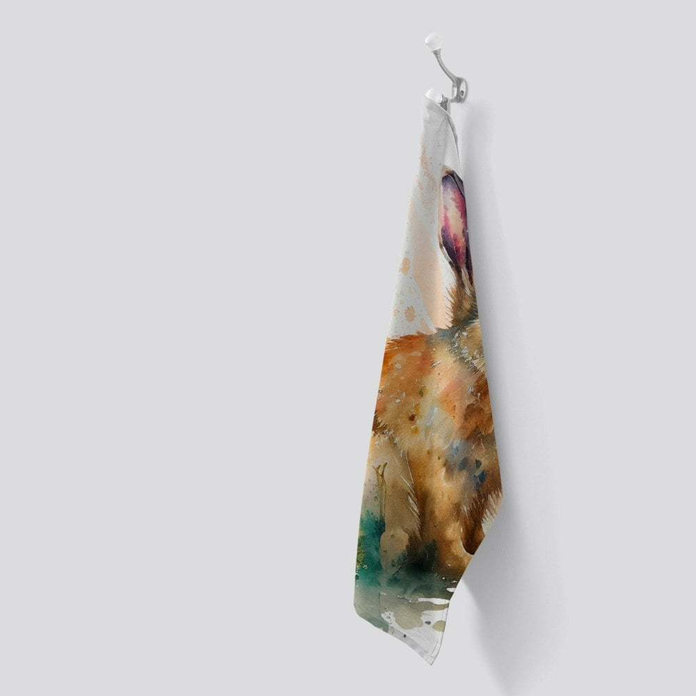 Warren Reed Rabbit Splash Watercolour Tea Towel