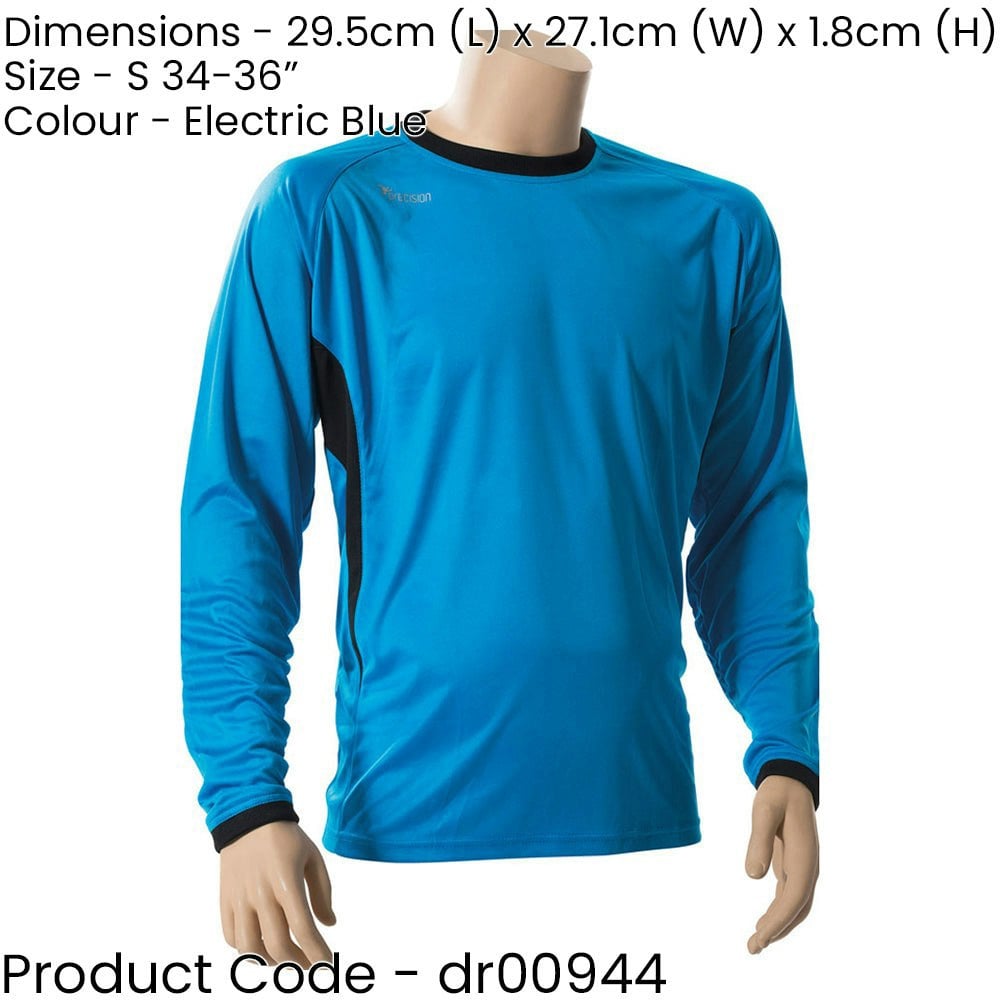 ADULT S 34-36 Inch BLUE Goal-Keeping Long Sleeve T-Shirt Shirt Top GK Keeper