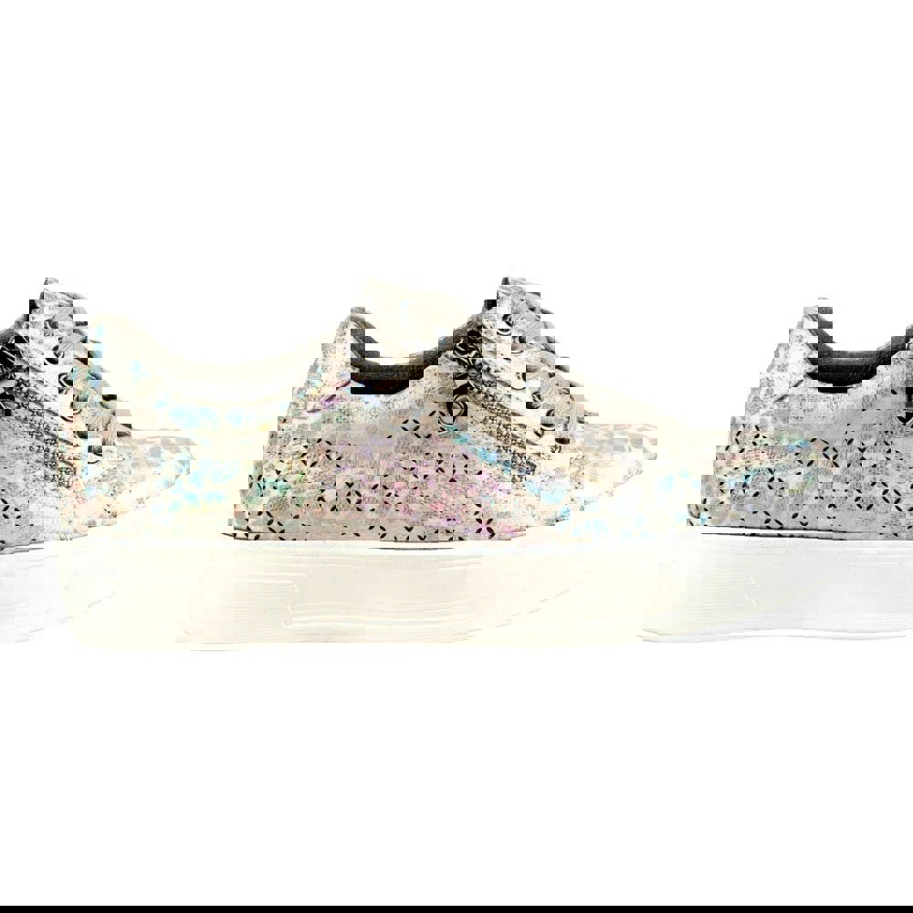 Lunar Womens Charm Leopard Print Trainers - White