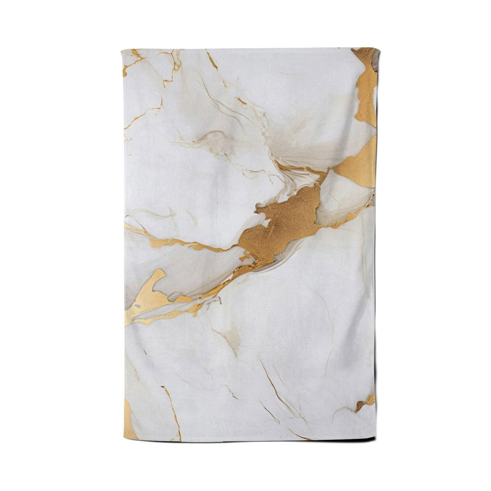 Warren Reed White Marble With Gold Tea Towel