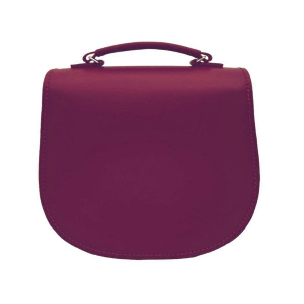 Zatchels Handmade Leather Twist Lock Saddle Bag - Magenta