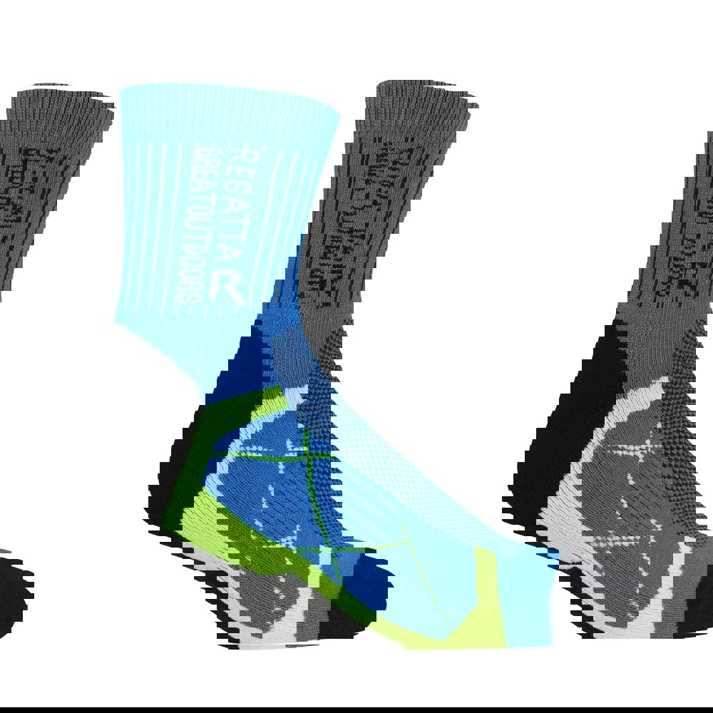 Regatta Mens Active Outdoor Socks (Pack of 2) - Black/Hawaiian Blue