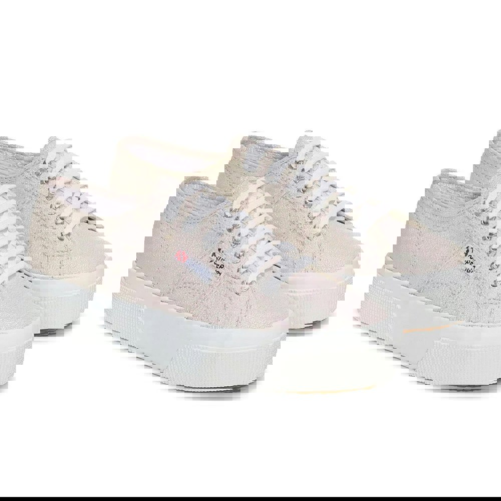 Superga Womens 2740 Lame Platform Trainers - Beige/Iridescent