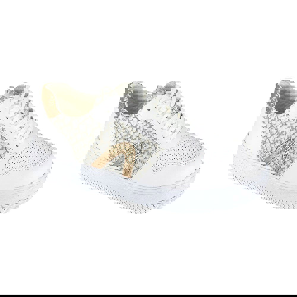 Cipriata Womens Lola Reptile Print Trainers - White/Gold